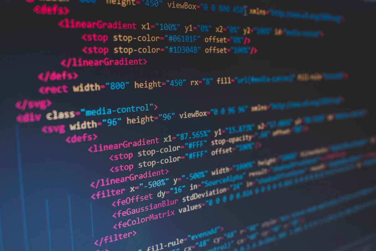 Close-up of application code on a dark screen